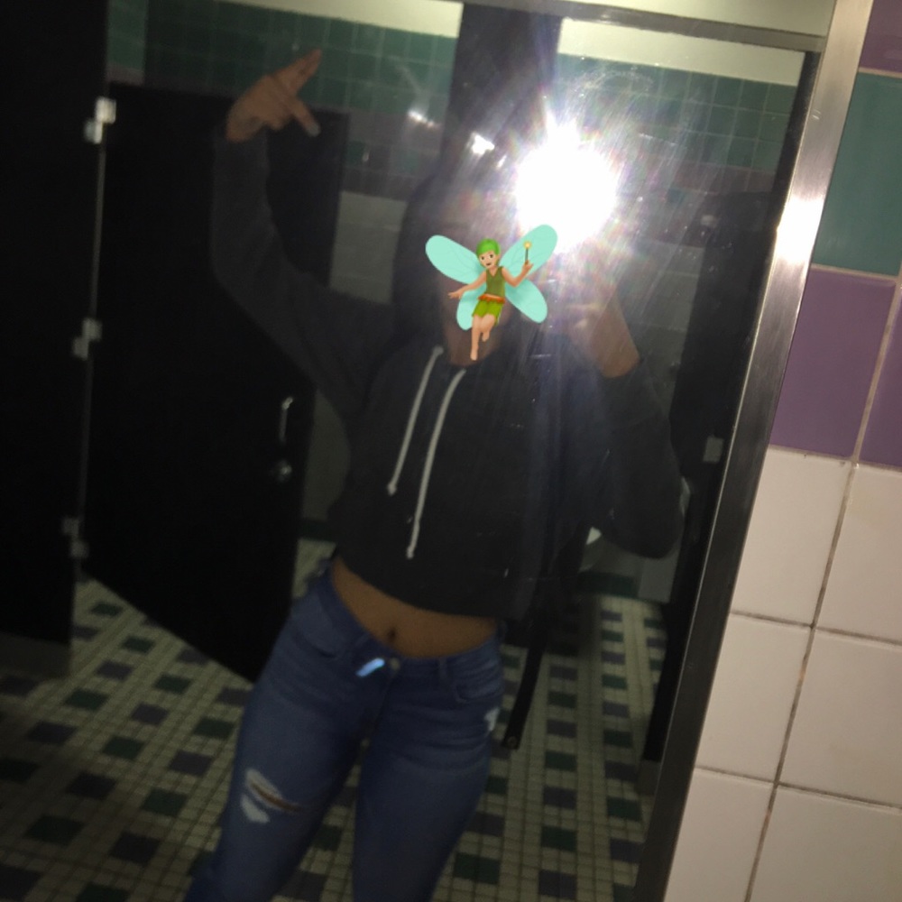 Grey hoodie crop top